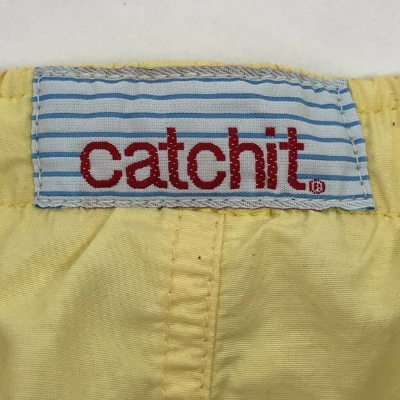 Vintage Catchit Mens Board Shorts Yellow Blue 38 - Picture 4 of 7